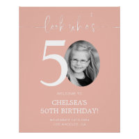 Pink 50. Geburtstag Begrüßungszeichen | Schau mal,