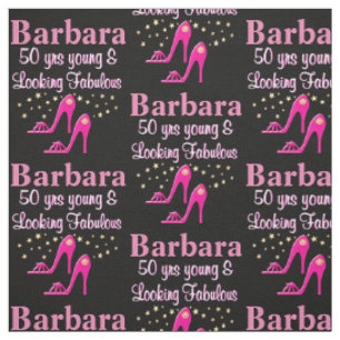 PINK 50. GEBURTSTAG PERSONALISIERTER SHOE FABRIC STOFF