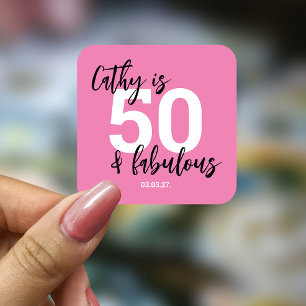 Pink 50. Geburtstag Square Sticker