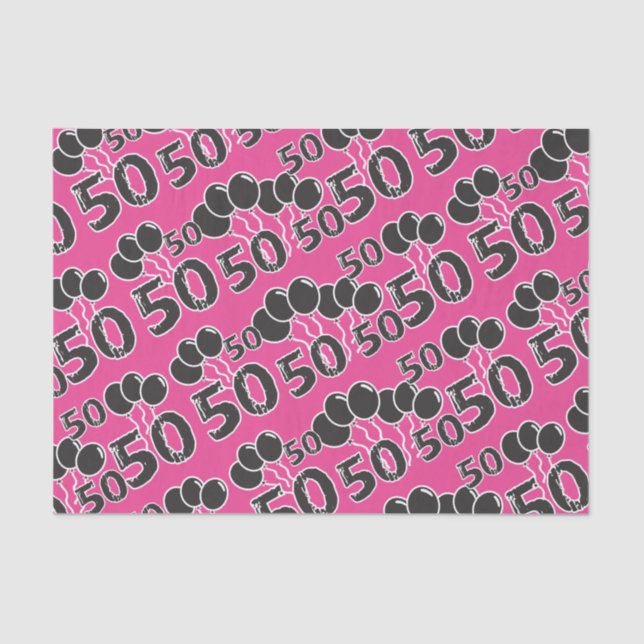 PINK 50. Geburtstags-Tissue Paper Seidenpapier (Vorderseite)