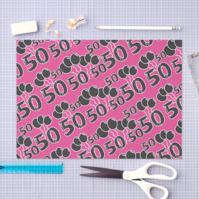 PINK 50. Geburtstags-Tissue Paper Seidenpapier (Handwerk)