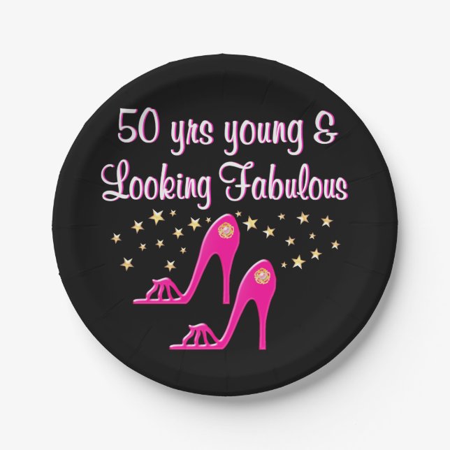 PINK 50 JAHRE JUNG UND FABULOS PAPPTELLER (Vorderseite)