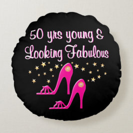 PINK 50 JAHRE JUNG UND FABULOS RUNDES KISSEN