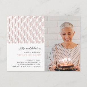 Pink 50 und fabelhafte Art Deco Foto 50. Geburtsta Postkarte