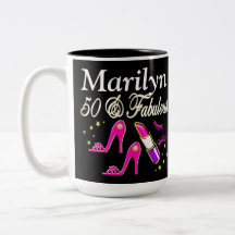 PINK 50 UND FABULOUS PERSONALISIERTES MUG
