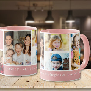 Pink 5 Foto Familie Wo das Leben Beginnt Zitat   Tasse