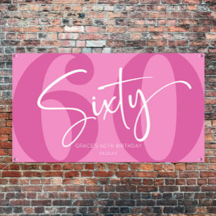 Pink 60. Sechzigste Geburtstagsparty Banner