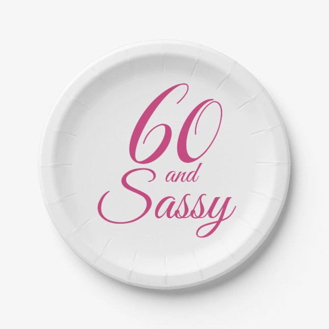 Pink 60 und Sassy Birthday Party Pappteller (Vorderseite)