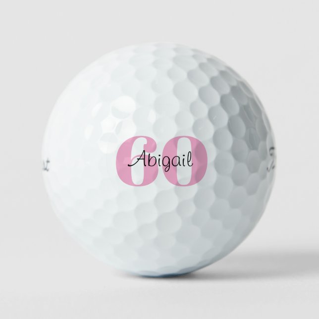 Pink 60th Birthday Script Name Titleist Pro V1 Golfball (Vorderseite)