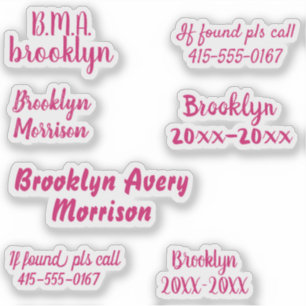 Pink 7 Benutzerdefinierte Texte Name Skript-Decal- Aufkleber