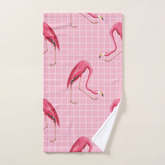 Pink 80er Flamingo Disco-Muster Handtuch (Handtuch)