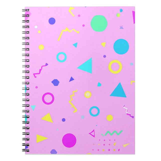 Pink 80s Memphis Geometric Pattern Notizblock (Vorderseite)