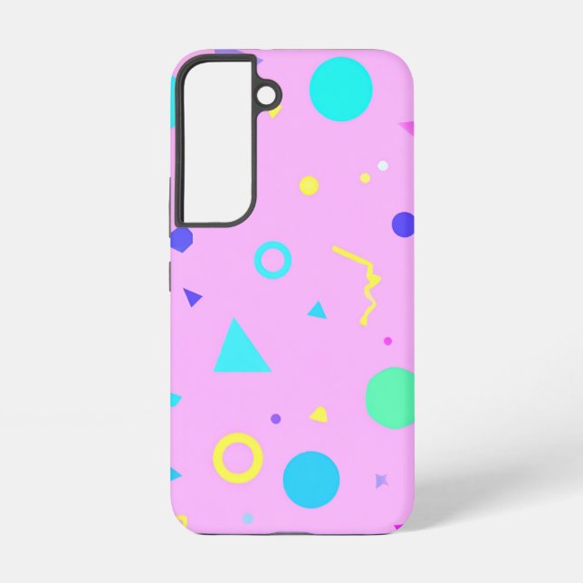 Pink 80s Memphis Geometric Pattern Samsung Galaxy Hülle (Rückseite)