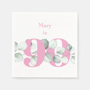 Pink 90. Geburtstag Personalisiert Cocktail Napkin Serviette