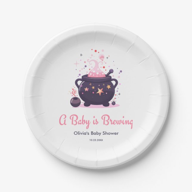 Pink A Baby braut Halloween Baby Dusche Pappteller (Vorderseite)
