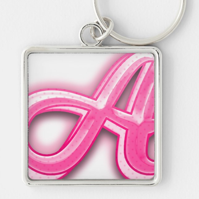 Pink A Initial Keychain – Cute Monogram Accessory Schlüsselanhänger (Vorne)
