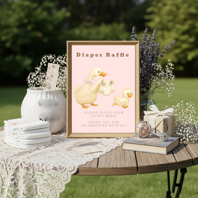 Pink A Silly Goose Diaper Raffle Table Sign  Einladung (Pink A Silly Goose Diaper Raffle Table Sign)