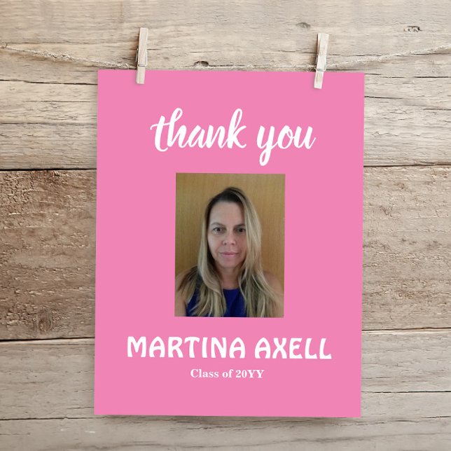 Pink Abschluss Vielen Dank Foto Postkarte (Von Creator hochgeladen)