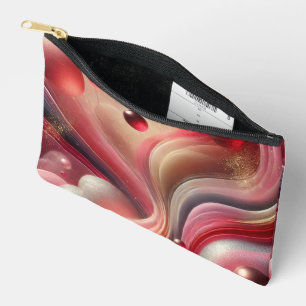 Pink Abstract Design Zippered Pouch Zubehörtasche