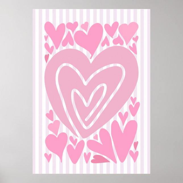 Pink Abstract Hearts Poster (Vorne)