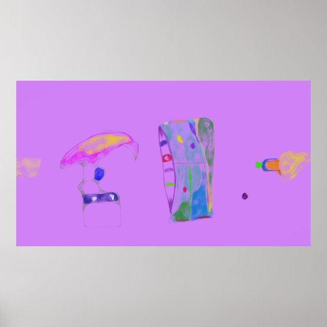Pink Abstract Objects Drawing  Poster (Vorne)