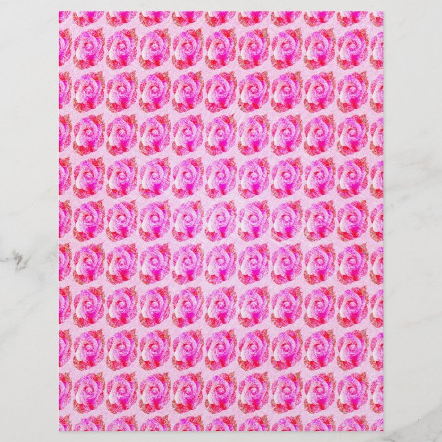 Pink Abstract Roses Bulk Scrapbook Paper Pages Flyer (Vorne)