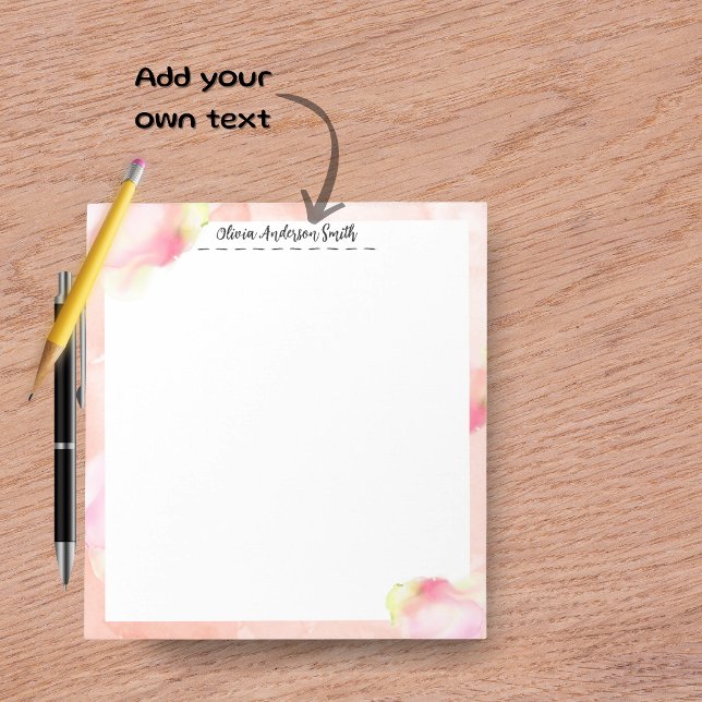 Pink Abstract Watercolor Custom Notepad Notizblock (Pink Abstract Watercolor Custom Notepad)