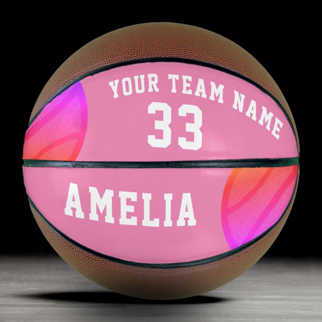 Pink Abstrakt Basketball-Balls Player Name Team Basketball (Von Creator hochgeladen)