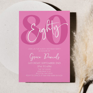 Pink Achtzig 80. Achtzigste Geburtstagsparty Einladung