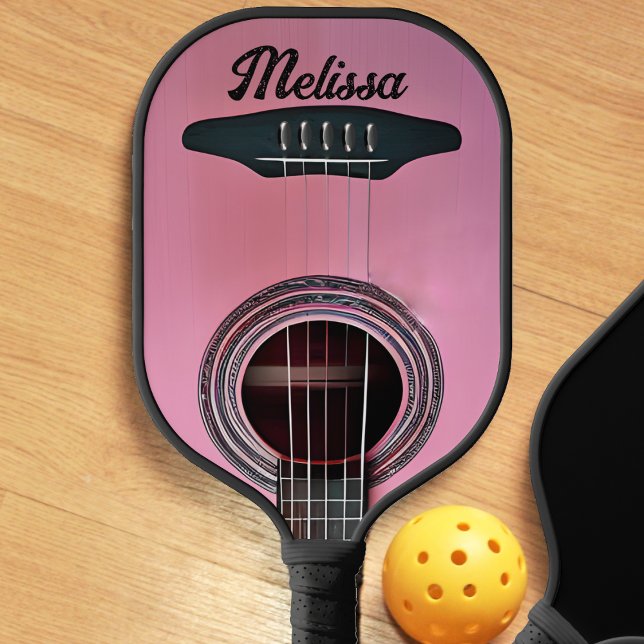 Pink Acoustic Gitarre Instrumentalname Pickleball Schläger (pink acoustic guitar pickleball paddle)