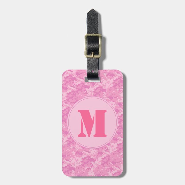 Pink ACU Camouflage Camouflage Girl Monogram Gepäc Gepäckanhänger (Vorderseite vertikal)