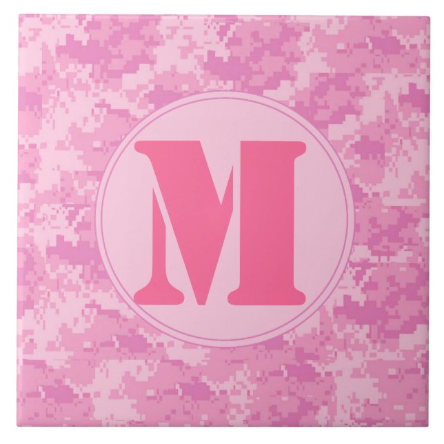 Pink ACU Camouflage Camouflage Monogram Display Ti Fliese (Vorderseite)