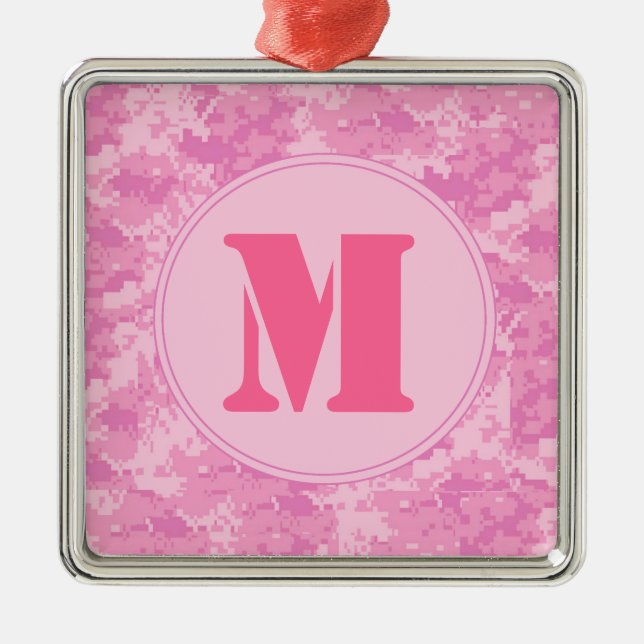 Pink ACU Camouflage Camouflage Monogramm Erstmalig Ornament Aus Metall (Vorne)