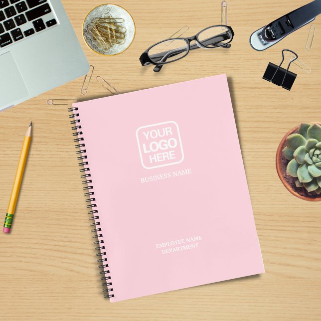 Pink | Add Business Logo Modern Beruflich Notizbuch (Von Creator hochgeladen)