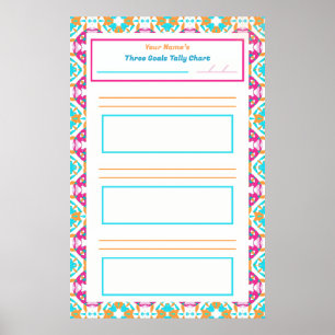 Pink ADHD Girl's Goal Habit Tracker Chart download Poster