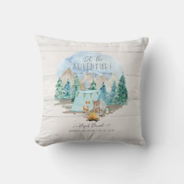 Pink Adventure Beginnen Rustikale Geburtsstaten Ba Kissen