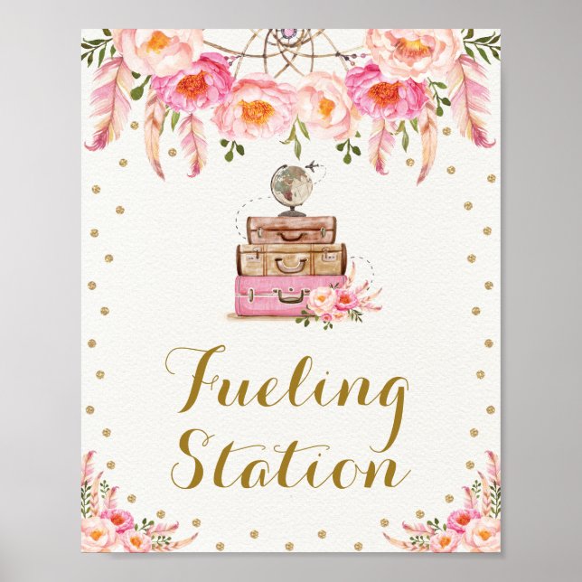 Pink Adventure Travel Miss an Mrs Fueling Station Poster (Vorne)