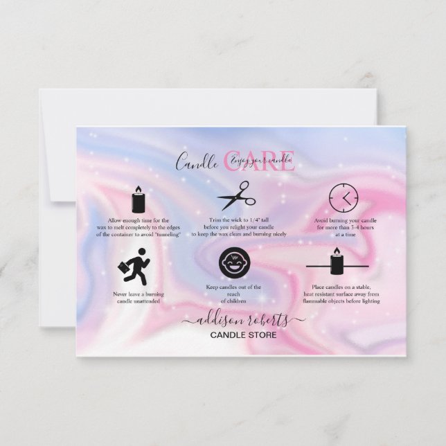 Pink Aesthetic Candle Care Dankeskarte (Vorderseite)