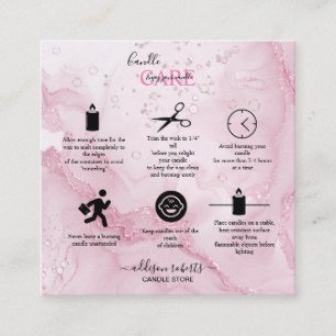 Pink Aesthetic Candle Square Business Card Quadratische Visitenkarte