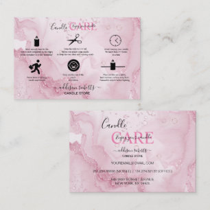 Pink Aesthetic Candle Square Business Card Visitenkarte