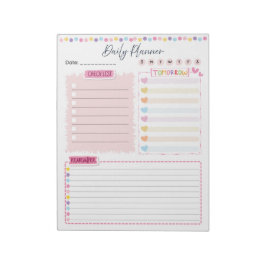 Pink Aesthetic Daily Planner Notepad Notizblock