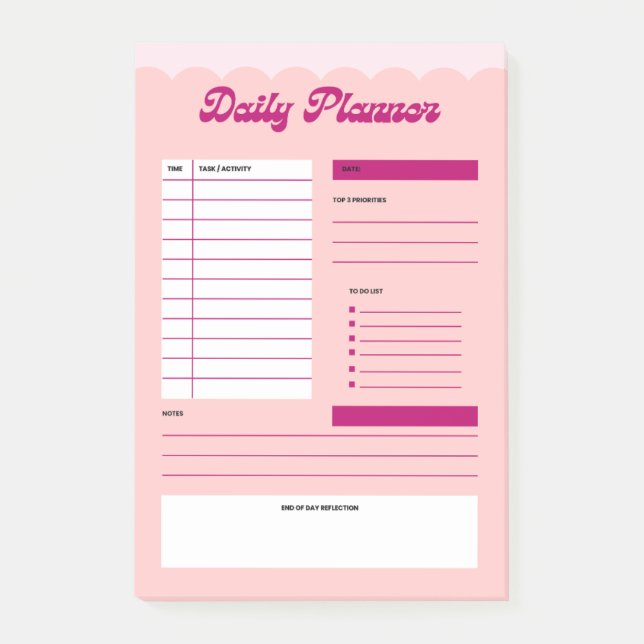 Pink Aesthetic Daily Planner Post-it® Notepad Post-it Klebezettel (Vorderseite)