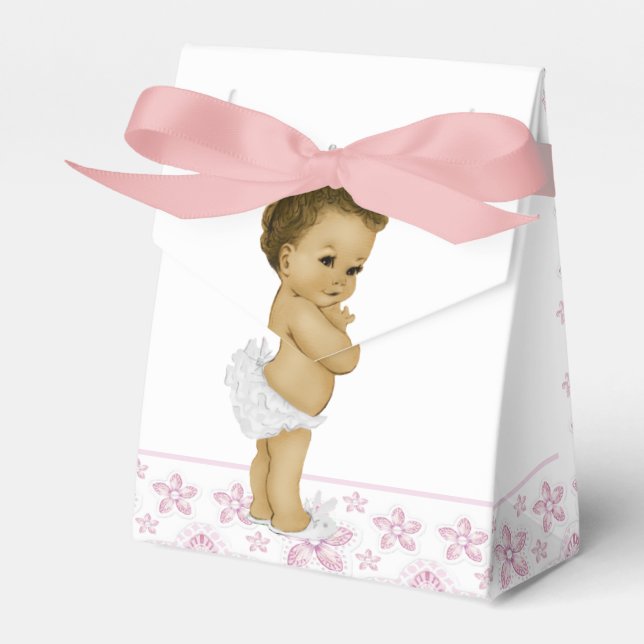 Pink African American Baby Girl Dusche Fevor Box Geschenkschachtel (Vorderseite)