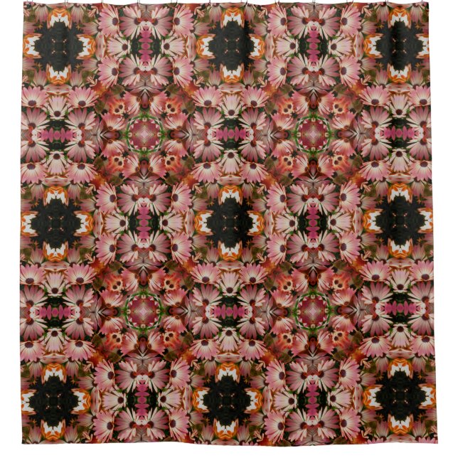Pink African Daisies Abstrakt Floral Duschvorhang (Vorderseite)