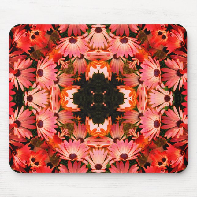 Pink African Daisies Abstrakte Blumenkunst Mousepad (Vorne)