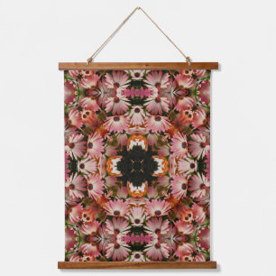Pink African Daisies Blume Abstrakt Art Wandteppich Mit Holzrahmen