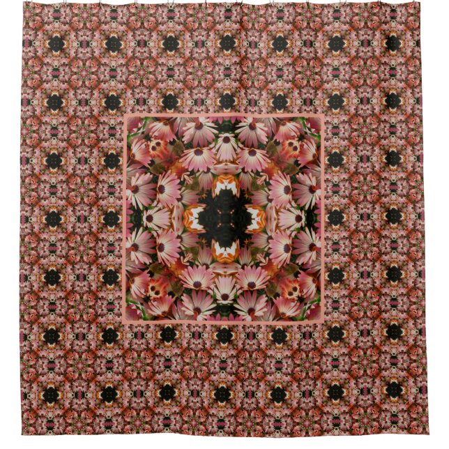 Pink African Daisy Blume Abstrakt Duschvorhang (Vorderseite)