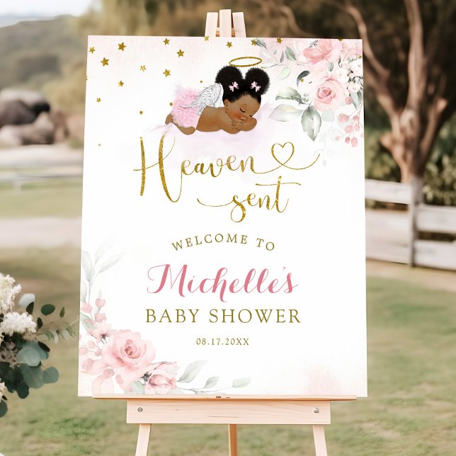 Pink Afro Angel Baby Heaven Gesendet Begrüßungszei Poster (Von Creator hochgeladen)