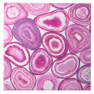 Pink agate Aquarell Fliese
