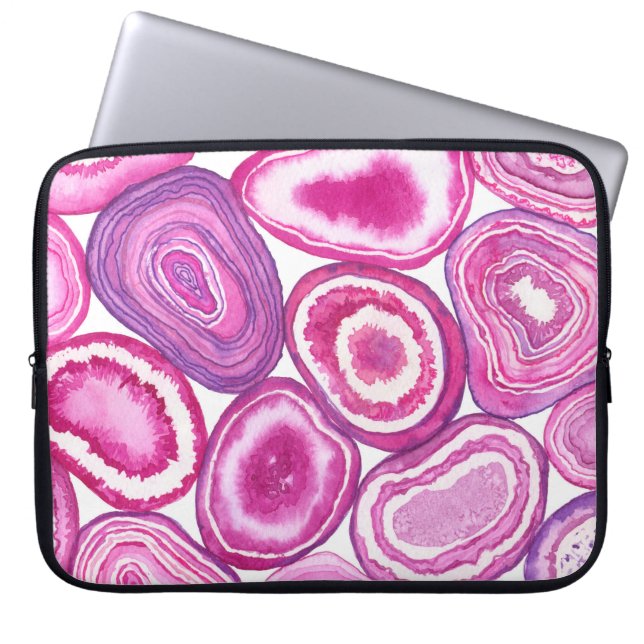 Pink agate Aquarell Laptopschutzhülle (Vorderseite)